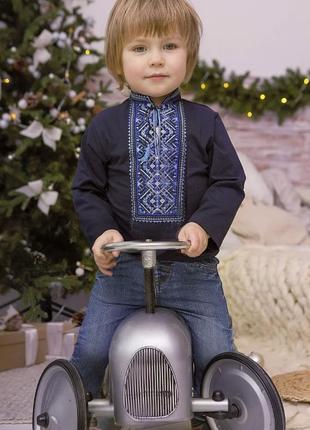 Вишиванка для хлопчика карпатська блакитна на синьому