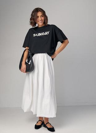 Жіноча футболка oversize з написом sunday — чорний колір, s (є розміри)3 фото