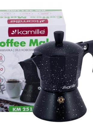 Кофеварка гейзерная kamille 150 мл (3 порции) алюминиевая с широким индукционным дном км 2511mr