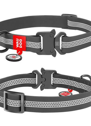 Ошейник для собак водостойкий waudog waterproof с qr-паспортом, светоотражающий, металлическая пряжка-фастекс, m, ш 20 мм, дл