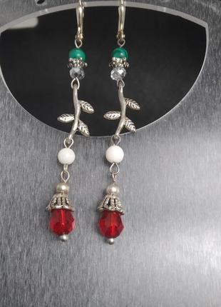 Ніжні, яскраві "червоно-біла лілія" сережки