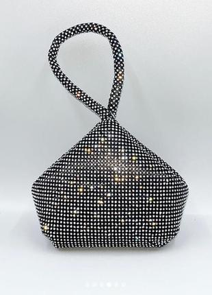 🔥невероятно яркий rhinestone pouch black bag1 фото