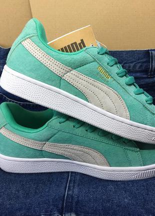 Кроссовки мятные замшевые в стиле puma suede