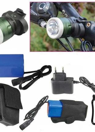 Ліхтарик велосипедний фара + габарит стоп + акумулятор bailong5 фото