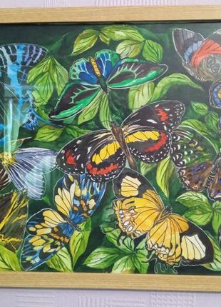 Картина ручной работы 30*21 акварель - ночные бабочки