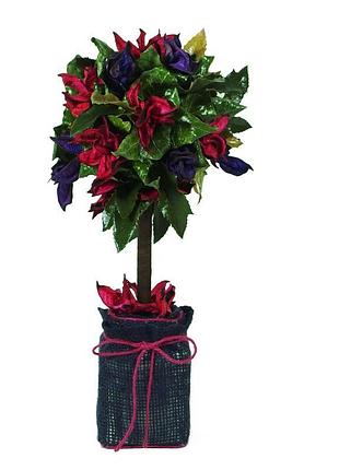 Еко дерево з натурального сухого листя і коробочок бавовни