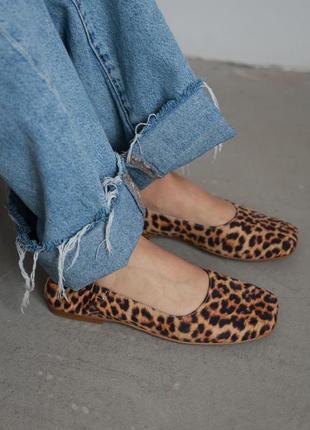 Балетки лео туфлі жіночі леопардові шкіряні жіночі