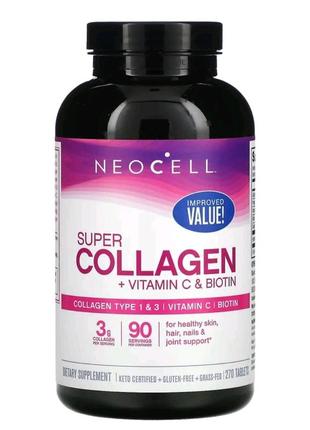 Neocell collagen biotin hair для волос кожи биотин колаген от выпадения волос для роста волос 180 шт