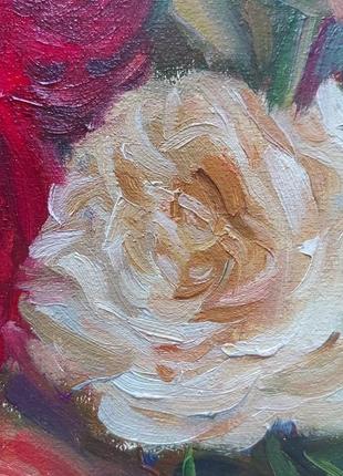 Миниатюра картина маслом розы цветы2 фото