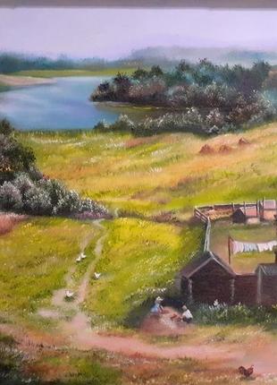 Картина маслом  " деревенские просторы ".