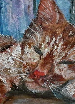 Картина маслом "рыжий кот".2 фото