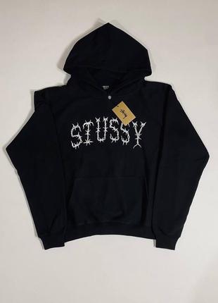Худи stussy barb logo hoodie black1 фото