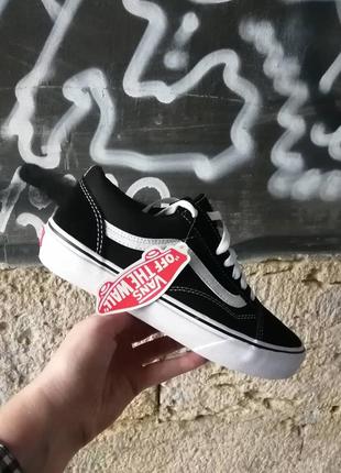 Vans old skool вансы жіночі чорні з білим купити в україні1 фото