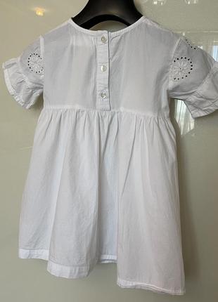 Платье хлопок сатин с прошвой белая р. 92 см (2 года)9 фото