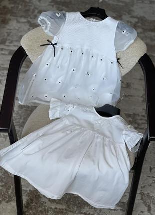 Платье хлопок сатин с прошвой белая р. 92 см (2 года)10 фото