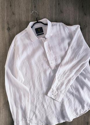 Рубашка белая лён 100 % ,50 размер