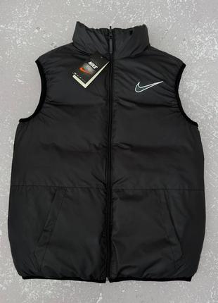 Двухсторонняя мужская теплая жилетка безрукавка nike2 фото