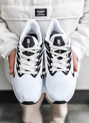 Чоловічі бігові кросівки в стилі nike running найк для бігу легкі текстильні чорно-білі весна-літо текстиль сітка ntr3293 фото