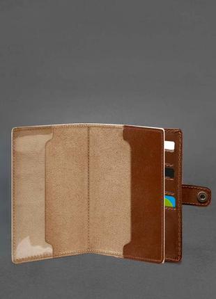Шкіряна обкладинка-портмоне для військового квитка 15.0 світло-коричнева blanknote