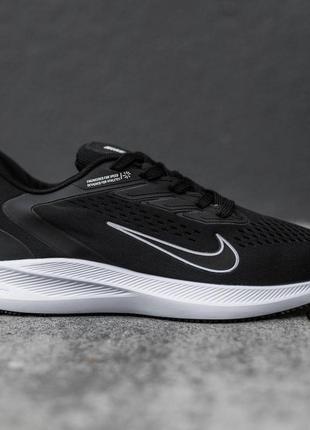 Мужские беговые кроссовки в стиле nike running найк для бега легкие текстильные черные черно-белые весна-лето текстиль сетка ntr32710 фото