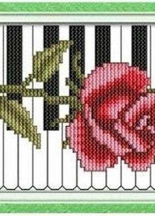 Набір для вишивання за нанесеною на канву схемою "rose piano". aida 14ct printed, 13*21 см