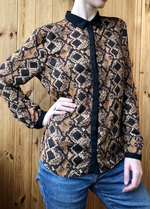 Zara блуза змеиный принт с чёрным рубашка2 фото