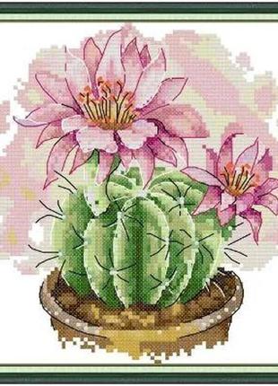 Набір для вишивання за нанесеною на канву схемою "cactus". aida 14ct printed, 21*21 см