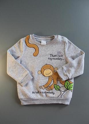 Кофта свитшот с мавпочкой для мальчика 12-18м