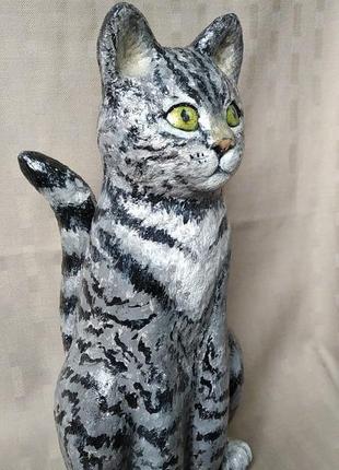 Статуэтка ручной работы "кот тишка" из самозатвердевающей глины2 фото
