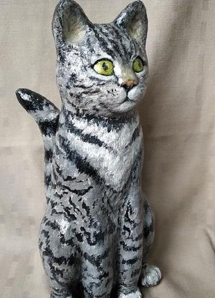 Статуэтка ручной работы "кот тишка" из самозатвердевающей глины3 фото