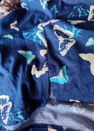 Туника синяя короткое платье принт разноцветные бабочки батал натуральная ткань8 фото