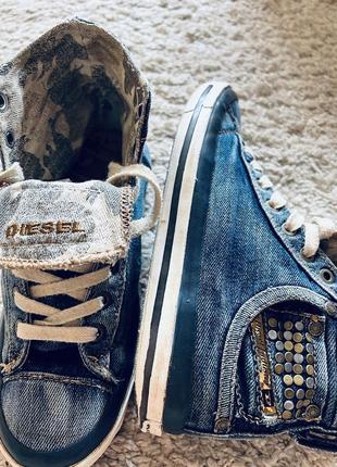Кеды diesel оригинал бренд кеды высокие брендовые джинсовые размер 38,39