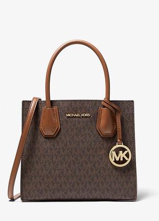 Сумка michael kors mercer medium logo and leather accordion crossbody bag оригинал1 фото