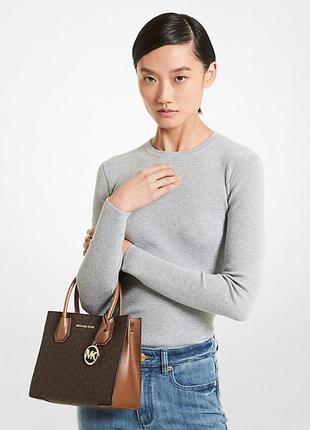 Сумка michael kors mercer medium logo and leather accordion crossbody bag оригинал3 фото