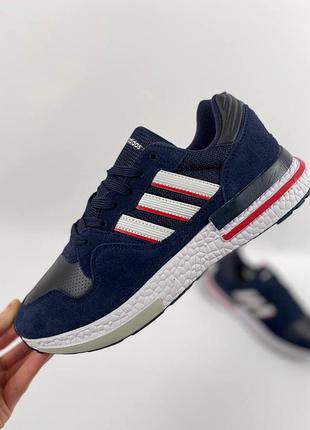 Мужские кроссовки адидас синие текстиль