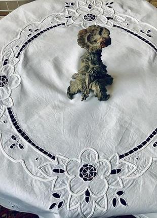 Хлопковая скатерть с вышивкой ришелье  -цветок4 фото