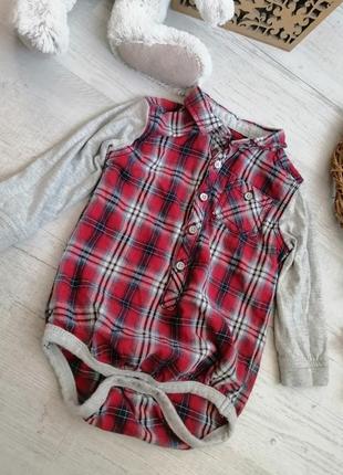Суперский боди для новогодней фотосессии в шотландскую клетку имитация рубашки
