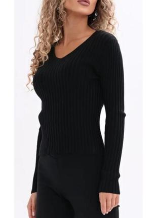 Женский свитер в широкий рубчик с принтом на спине, размер 44-48