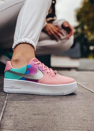 Красивейшие женские кроссовки nike air force 1 розовые