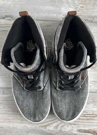 Кеди кросівки vans 38 (24) високі сірі джинс шкіра4 фото
