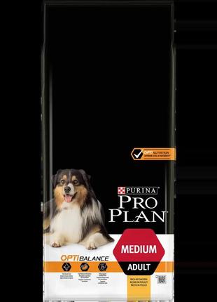 Сухой корм для взрослых собак средних пород purina pro plan medium adult optibalance 14 кг