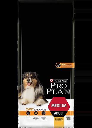 Сухий корм для дорослих собак середніх порід purina pro plan medium adult optibalance 14 кг
