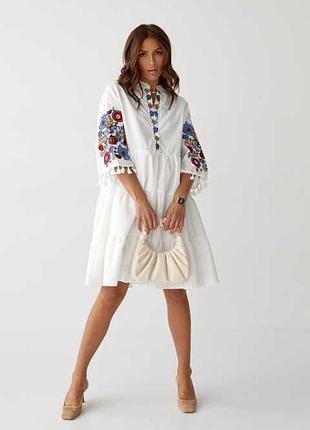 ❤️ шикарное вышиванное платье миди белая вышивка вышиванная платья платье вишитое женское силы
