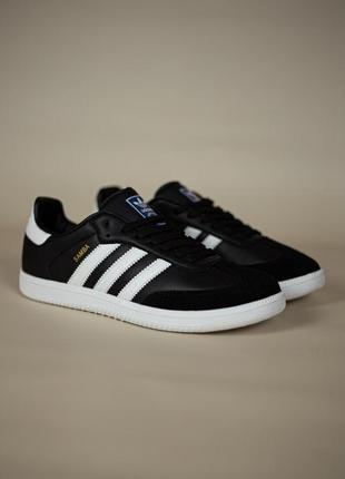 Мужские кроссовки адидас классические черные с белым adidas samba black white5 фото