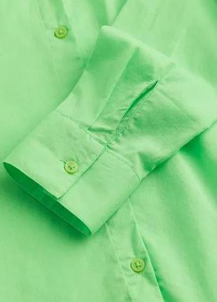 100% хлопок рубашка свободного кроя h&m салатовая рубашка блуза яркая рубашка3 фото