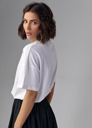 Женская футболка oversize с надписью you - белый с черным цвет, l (есть размеры)2 фото