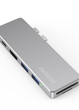 Сток концентратор dodocool 7-в-2 dual usb-c синий
