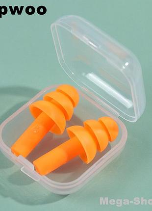 Многоразовые силиконовые беруши + контейнер от шума и воды silicone w23o. беруши противошумные. беруши для сна