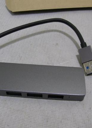 Usb hub юсб хаб на 4 порти в металевому корпусі сірий1 фото