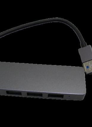 Usb hub юсб хаб на 4 порти в металевому корпусі сірий3 фото